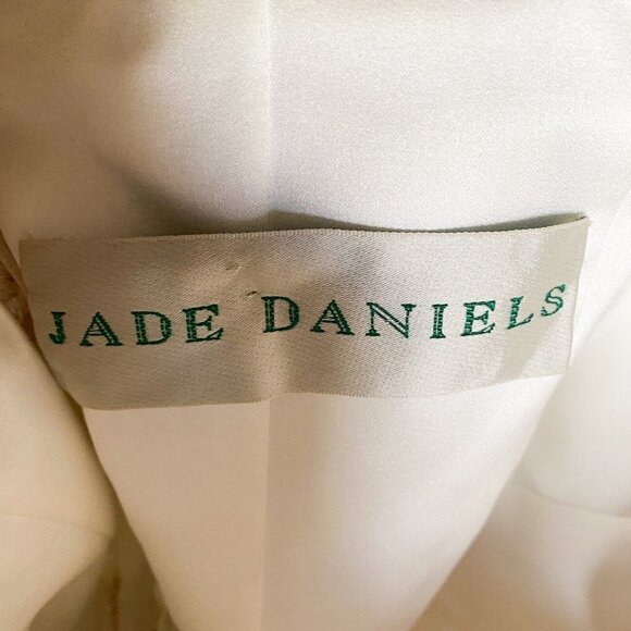 Jade Daniels Ivory Pink Beaded Lace Accent Strappless High Low Dress M - Picture 2 of 10